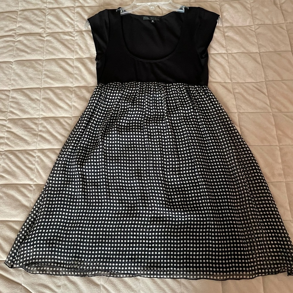 Westin Wear Anthropology black & white Polka Dot lined Dress.